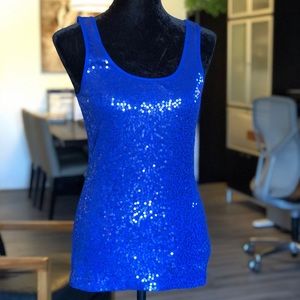 Express blue sequin tank top